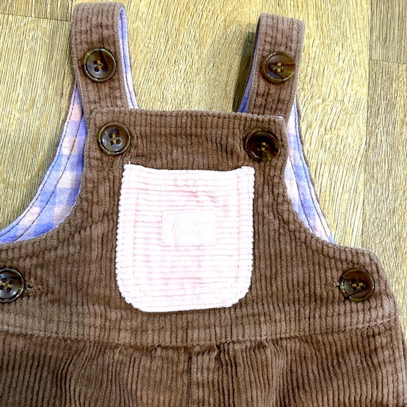 Hammies Retro Corduroy Overalls in Brown / Powder Pink |Size 1T - Picture 5 of 9